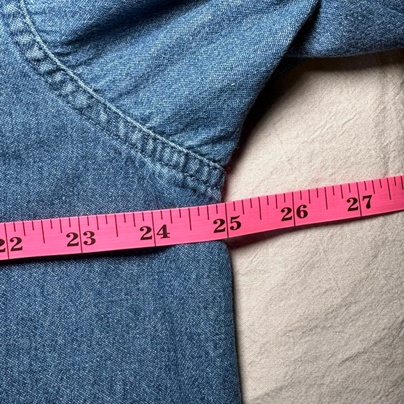 Men's Wrangler Blue Denim Casual Button Down Shirt L - Picture 4 of 4